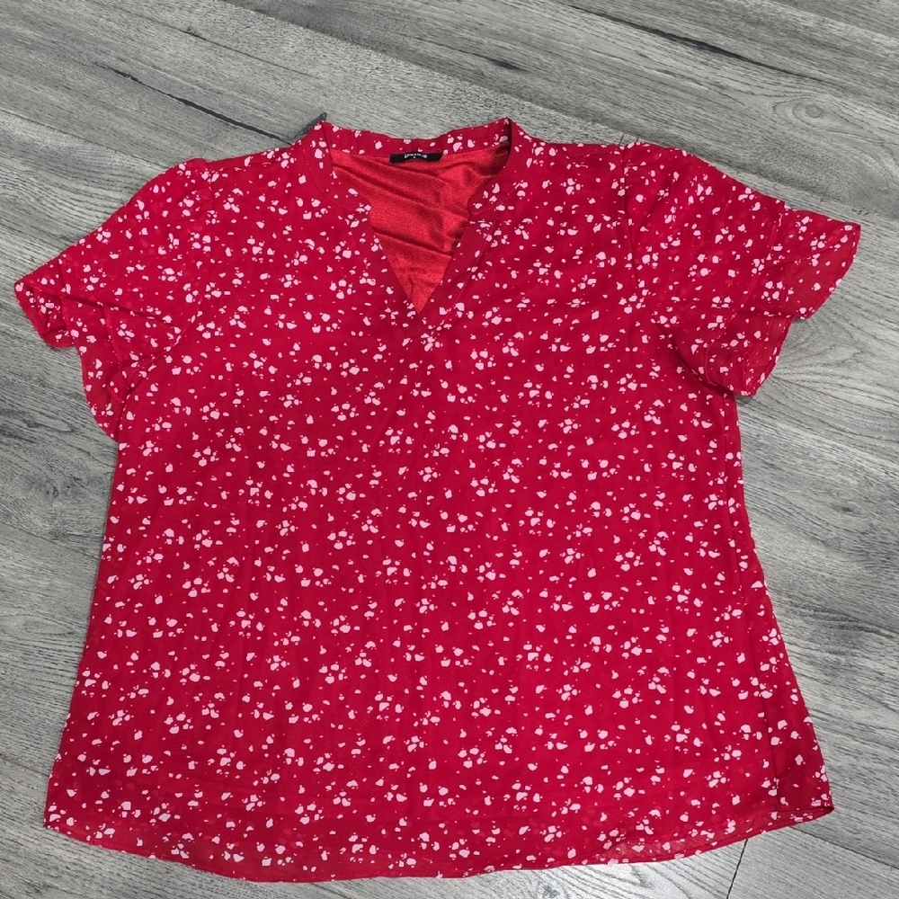 Elegant Red Floral Women's Blouse